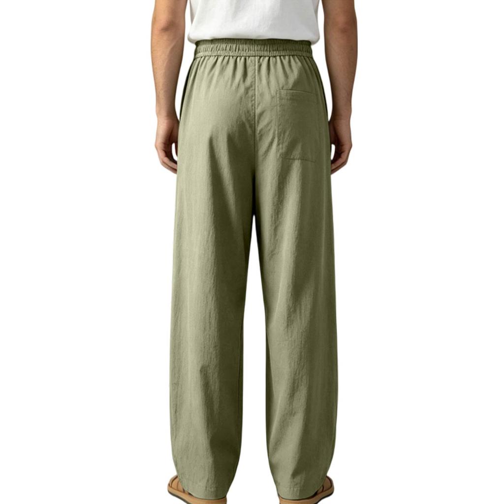 Men's Casual Wide Leg Pants, Loose Fit, Straight Leg, Color