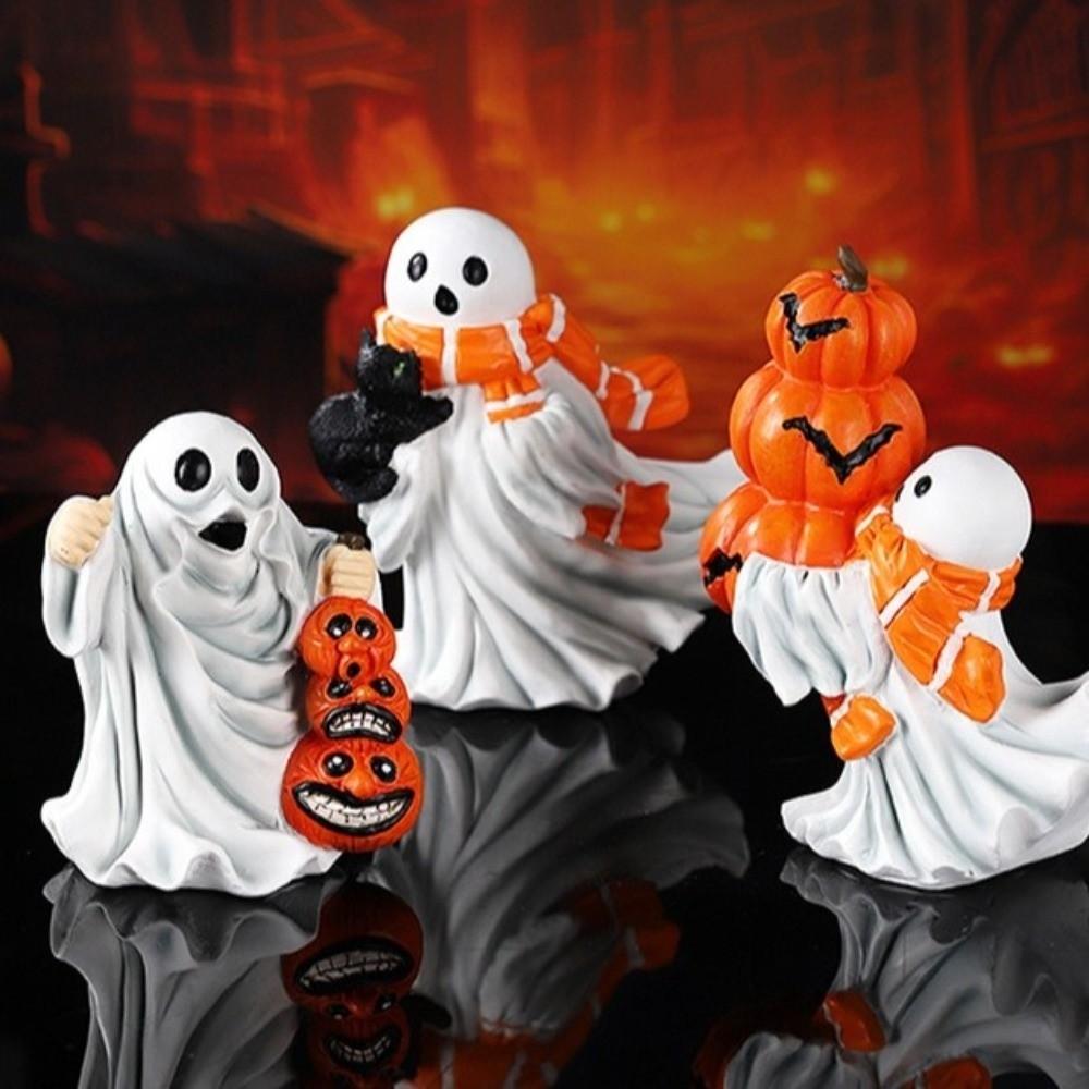 3D Sculpture Ghost Sculpture Cartoon Halloween Figurine Funny Ghost Statue  Office