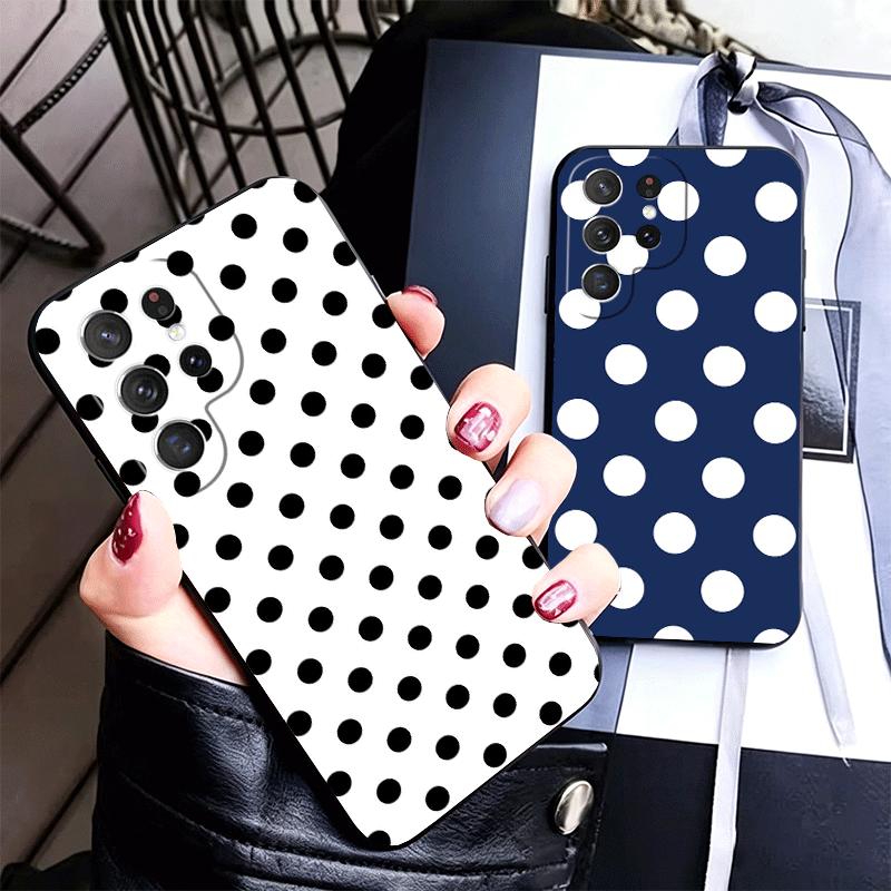Polka Dots Art Fashion Desgin Soft Phone Case for Samsung Galaxy S26 S25 Edge S24 Ultra S23 Plus S22 S21 FE S20 Black Cover Back