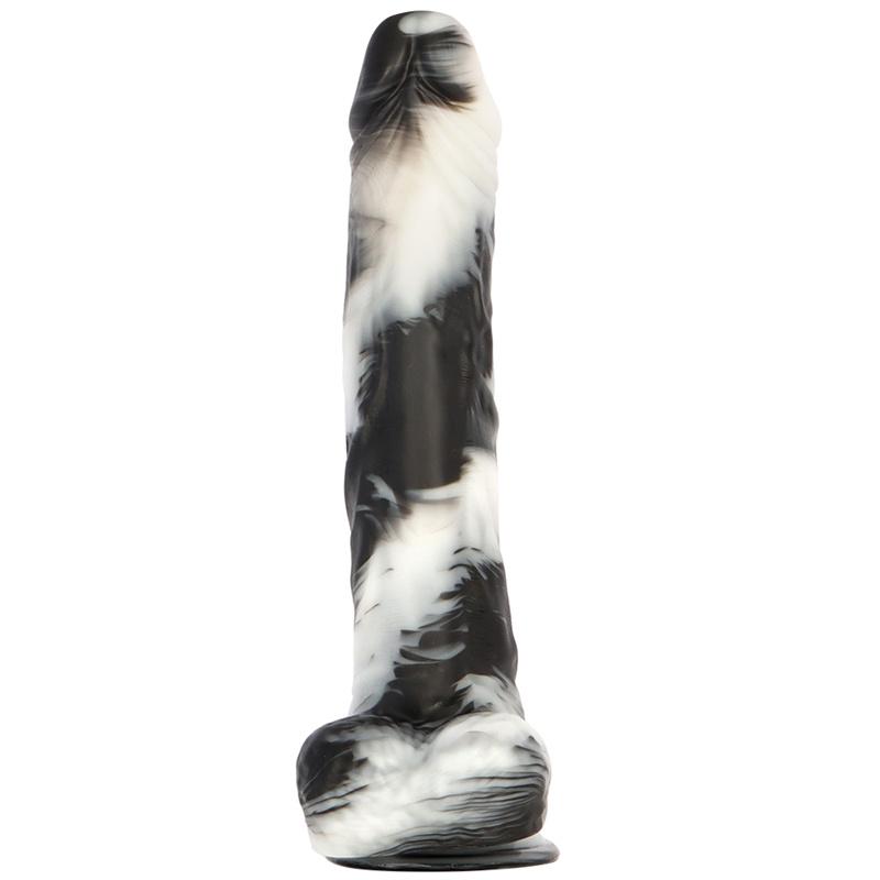 14 Zoll 5,7 cm Schwarz-Weiß Gemischte Farbe Extra Groß Extra Lang Dick Simulierter Falscher Großer Dildo Analplug Spielzeug