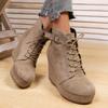Mote Kile Ankelstøvletter for Kvinner Ensfarget Plattform Høyhælsko Kvinne 2025 Høst Vinter Tykksålede Fuskemockastøvletter