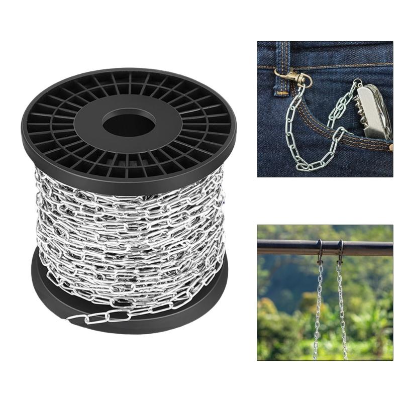 Multipurpose 100cm Silver Stainless Sturdy Steel Chain Accessory for Hanging Artworks Light Fixtures and Flowerpots