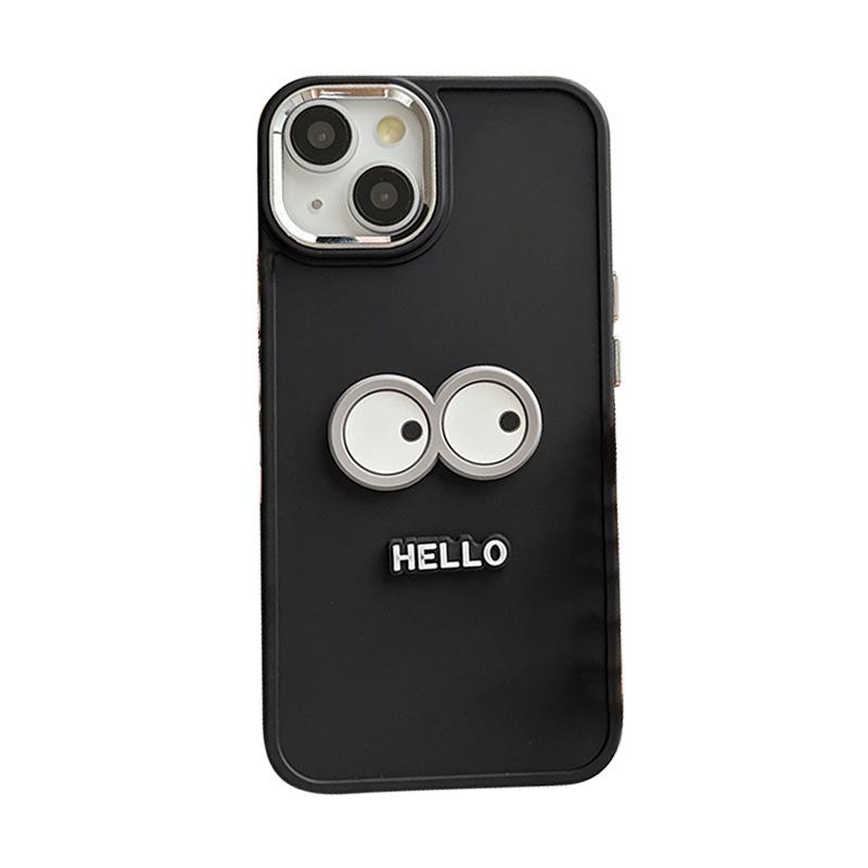 Cartoon Big Eyes Hello Mobile Phone Case For Apple 17Promax Silicone Iphone15 Solid Color 14 Simple 8