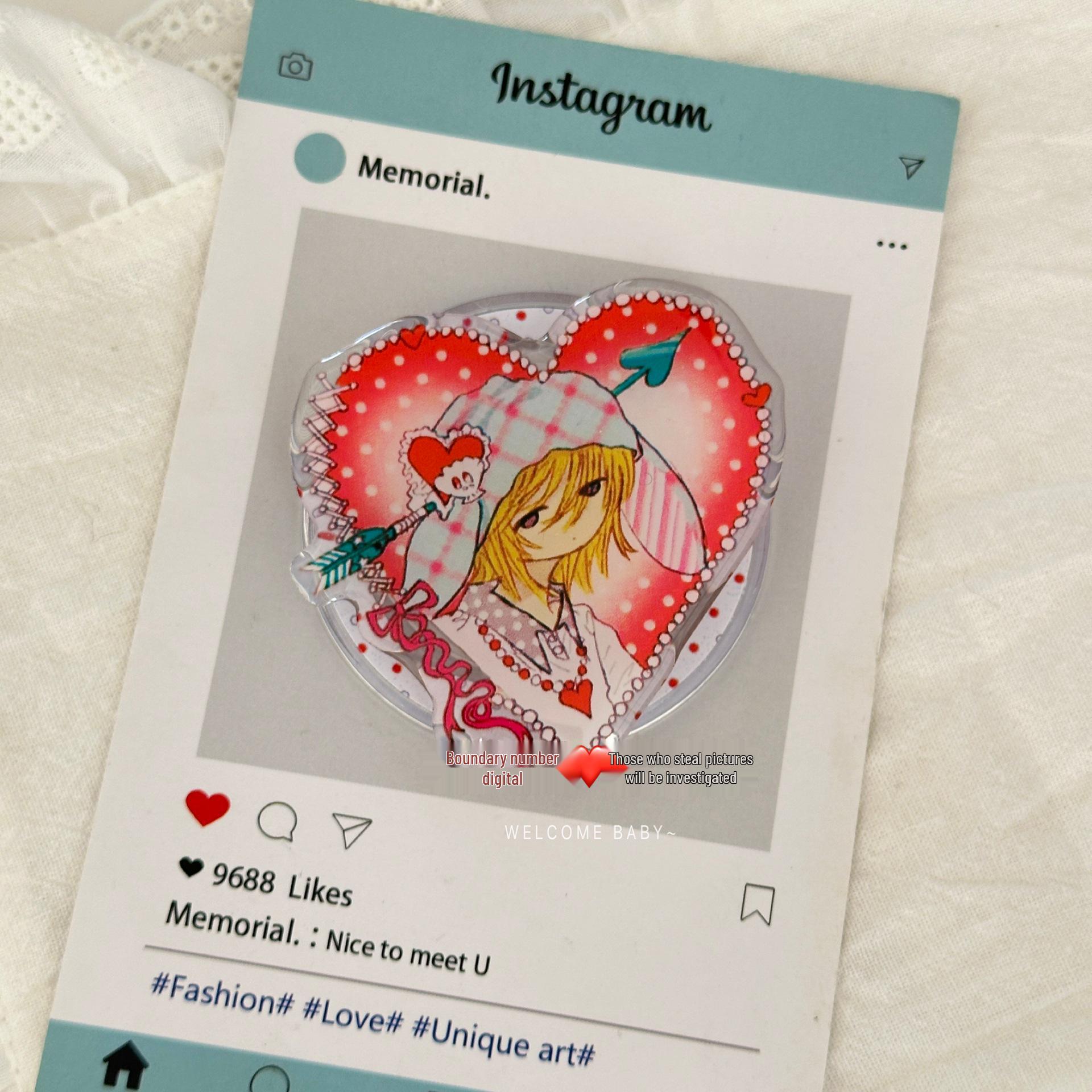 INS Style Girly Cartoon Compact Mirror with Magsafe Magnetic Air Cushion Phone Stand