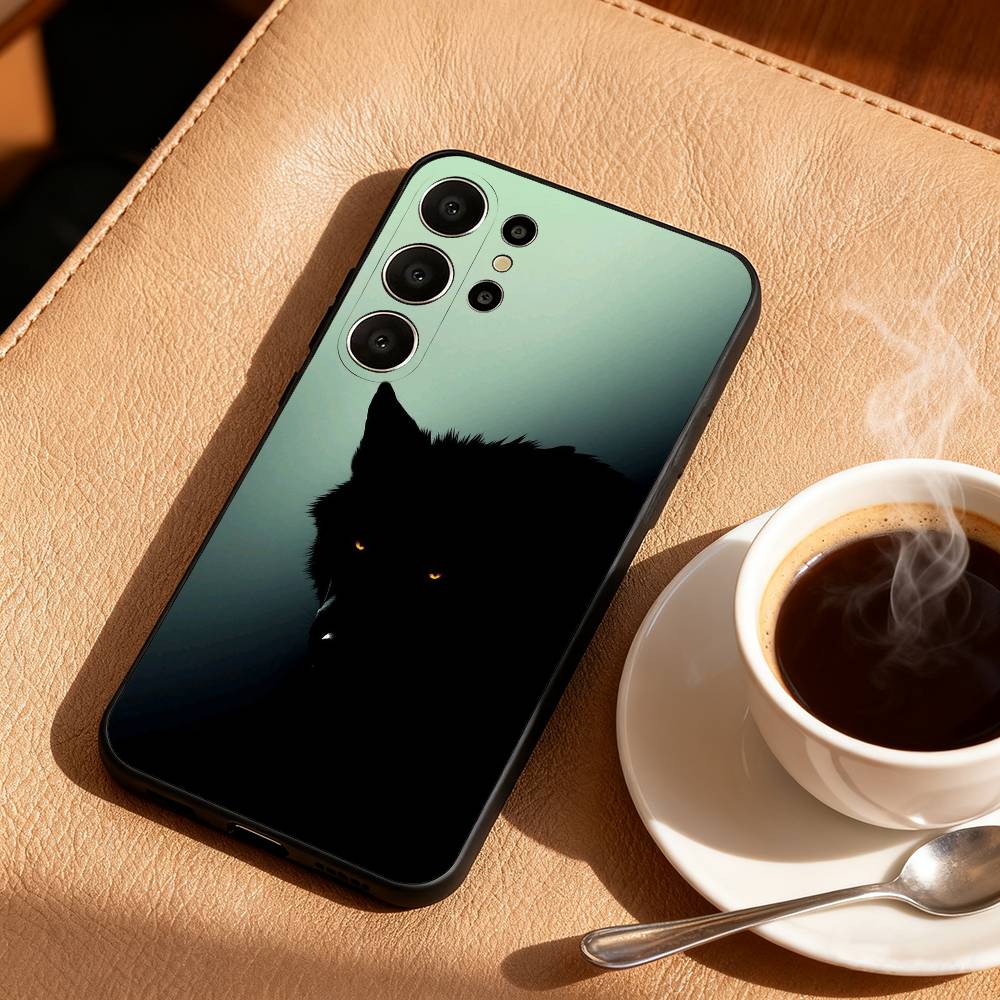 1pc Wolf Phone Case For Samsung S26,S25,24,23,22,30,21,10,9,Ultra,Plus,Lite,FE Soft Black Case