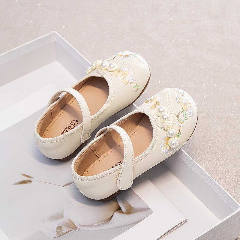 Girls' ancient Hanfu shoes Children's winter national style leather shoes Spring and autumn cheongsam ancient style classmates cloth shoes New