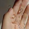 Clear Waterdrop Jewelry Artificial Crystal Glass Round Bead Necklace Tassel Earring Teardrop Beaded Bracelet for Wedding Party