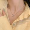 Elegant Titanium Steel Moon Pendant Necklace for Women
