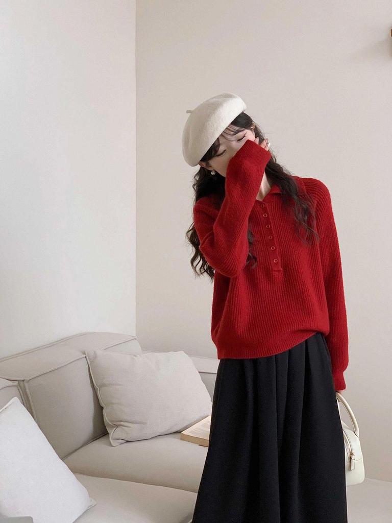 Women's 2026 Autumn/Winter Cozy Loose Knit Pullover Top