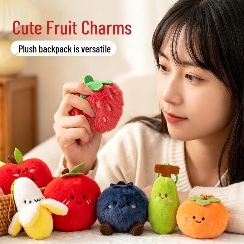 Creative Fruit Pendant Plush Doll Keychain Charm - Small Gift