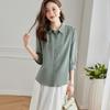 Women's 100% Mulberry Silk 3/4 Sleeve Lapel Blouse