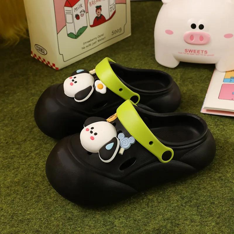 Fashion Female Platform Sandals Cute Dog DIY Fashion Clogs New 2025 Summer Shoes Woman Street Beach Slippers Soft EVA  Girls Slides