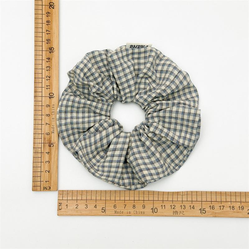 Lassic British Style Plaid Scrunchies Cotton Linen Feeling Hair Ties Minimalist Checkerboard Hair Rope For Professional Women