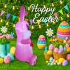 1.5M/4.9FT Easter DIY Inflatable Toy Rabbit Pulling Banner with LED Lights Outdoor Garden Yard Holiday Festival Decoration