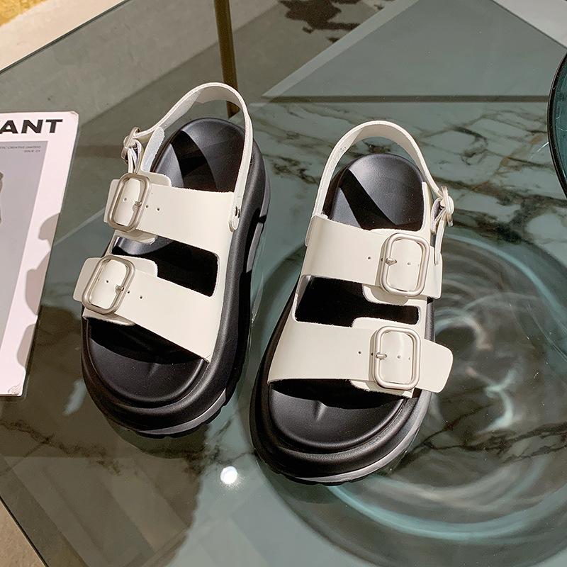 

Новые летние босоножки на платформе с металлической пряжкой, женские босоножки, модные узкие сандалии на толстой подошве, элегантные женские размеры 35-40 35