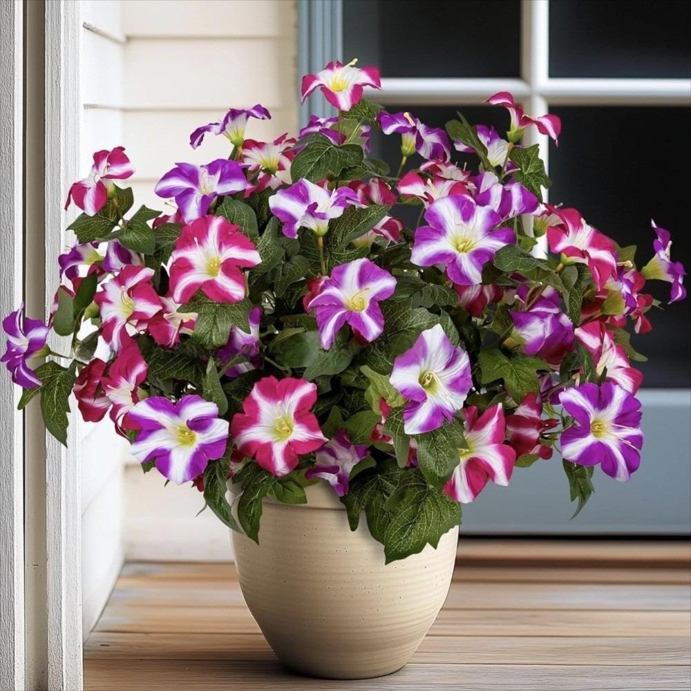 Multicolor Artificial Trumpet Flower No Fade All Season Realistic Faux Blooms In/Outdoor Decor Fake Flower Bouquets Garden