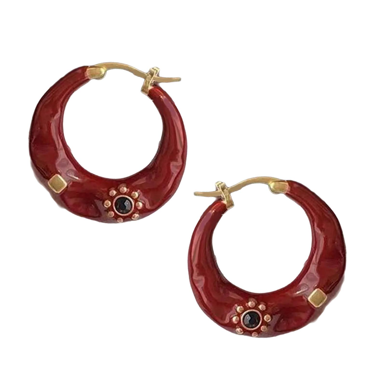 

Ретро стиль эмалевые серьги-кольца легкие и удобные застежки для ушей ювелирные изделия ручной работы женские аксессуары для ушей красный