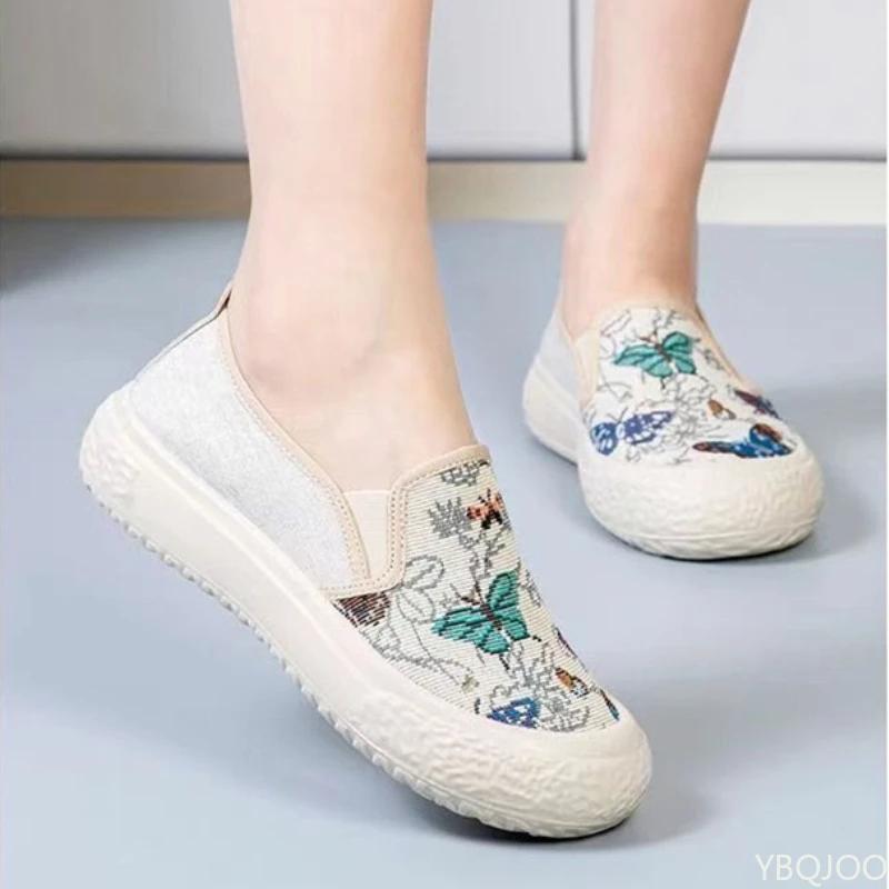 New canvas Women's Shoes Summer Chinese style casual lazy shoes versatile fishing shoe Ladies breathable light flats