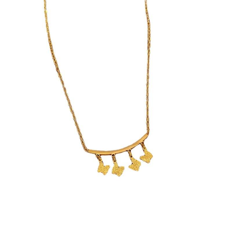 Acier Titane Feuille d'Or Papillon Brûleur Or Véritable Chaîne Froide Collier Féminin Chaîne de Clavicule Avec Bijoux