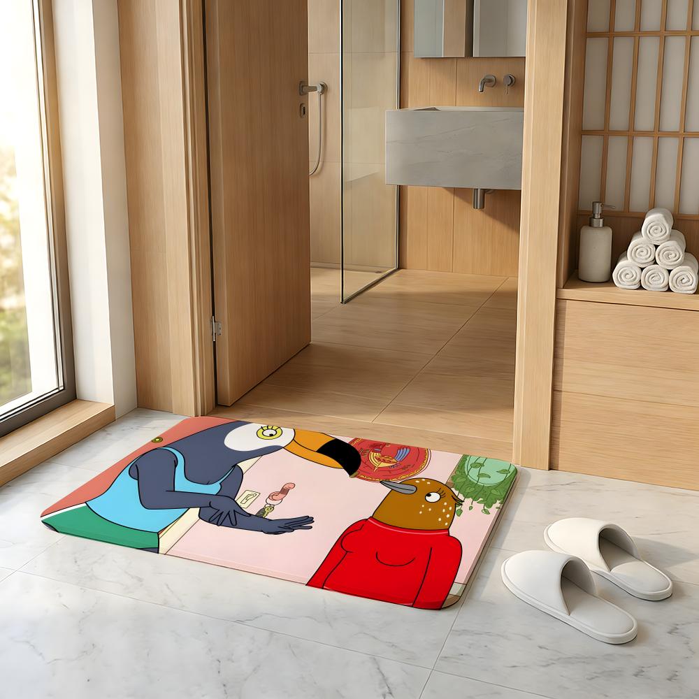 ANIME T-Tuca Bertie Fußmatte Saugfähige Fußmatte Rutschfester Eingangsteppich für Badezimmer, Toiletten und WCs