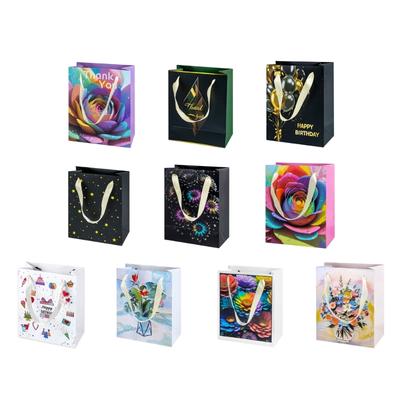 10er-Pack Papiertüten mit Henkeln für Partys, Feiertagsgeschenke, Aufbewahrungstaschen, Mehrzweck-Geschenkorganisatoren