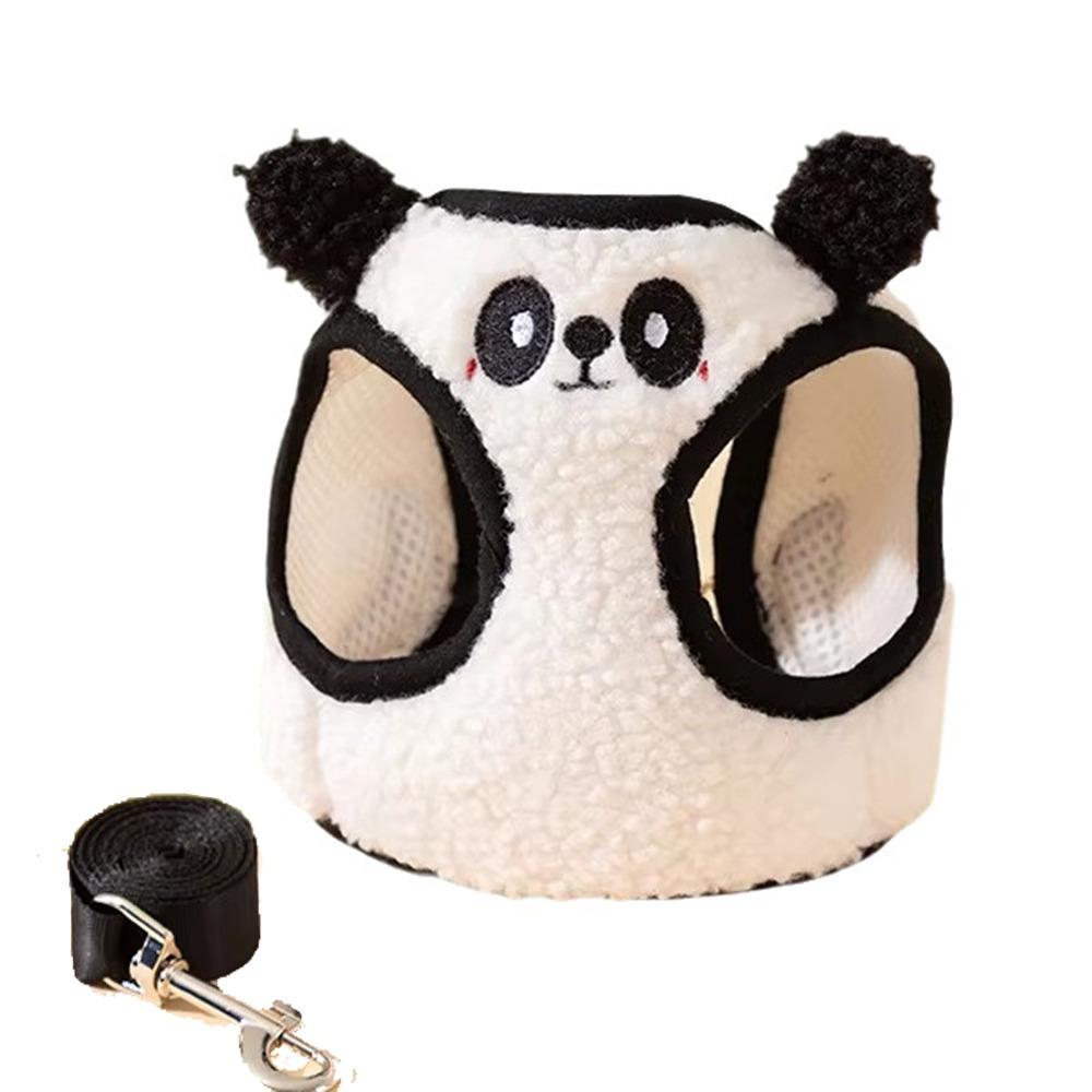 

Cartoon Design Dog Harness and Leash Set Lamb Velvet Dog Walking Rope French Bulldog M білий