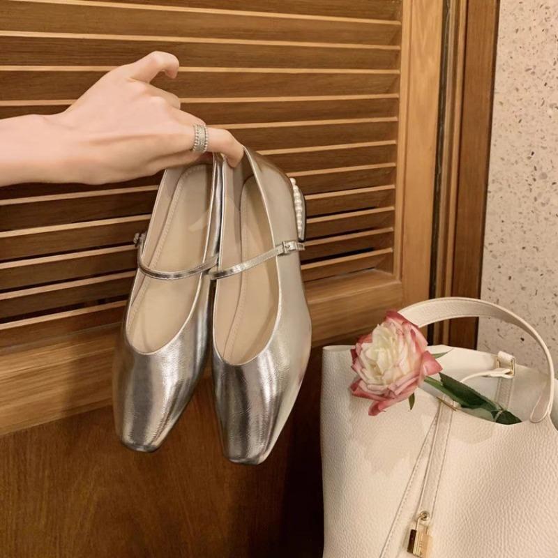 2024 Fashion Solid Color Versatile Women's Single Shoes Square Heel Comfortable Women's Shoes Spring and Autumn Shallow Mouth