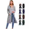 2026 Herbst Damen Kapuzen Reißverschluss Lang Strickjacke Locker Tasche Mittellang Sweatshirt Mantel