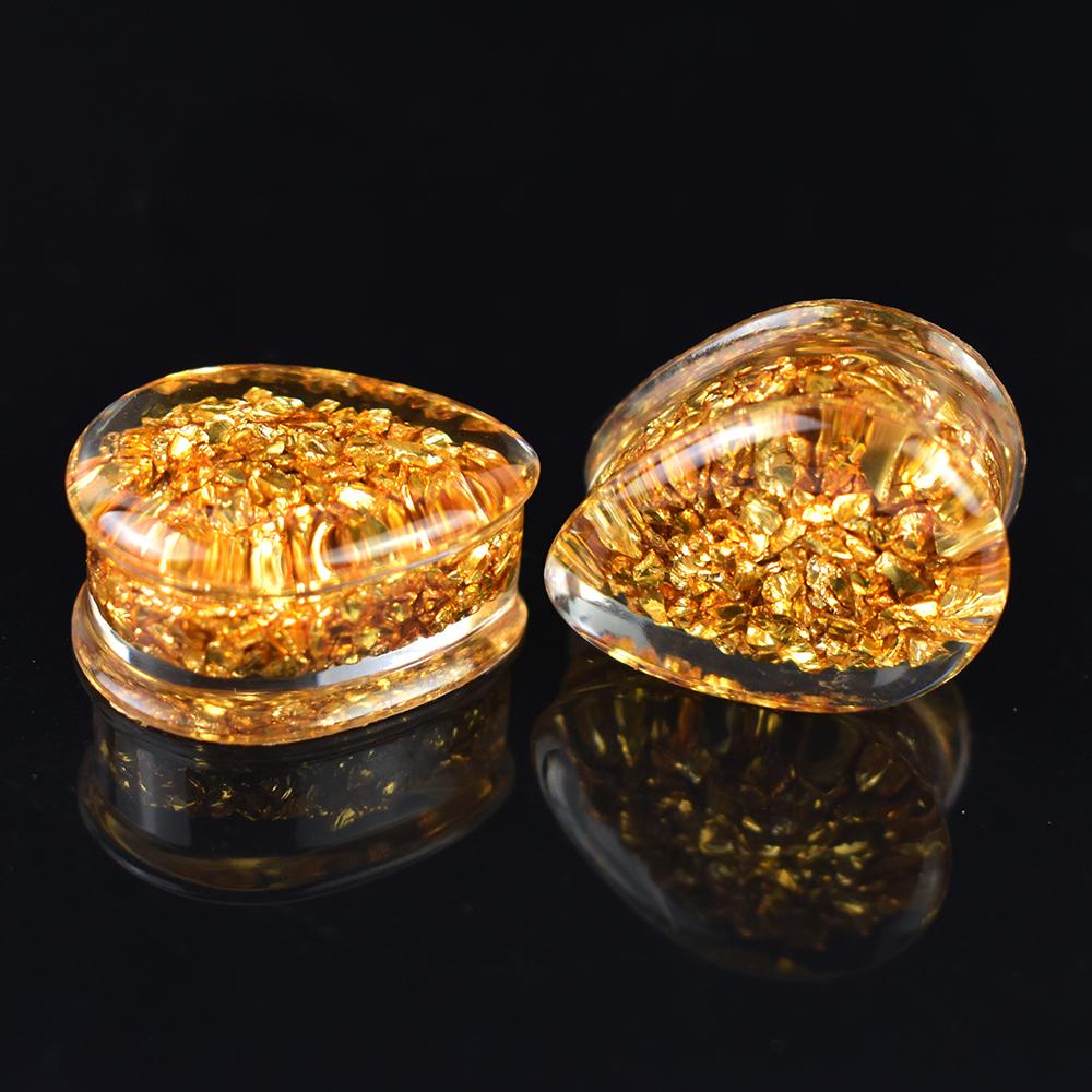 2 Stück 8-50mm Farbige Glänzende Tropfenförmige Acryl Ohr Dehnstäbe, Tunnel Plugs, Ohrdehner, Körperschmuck