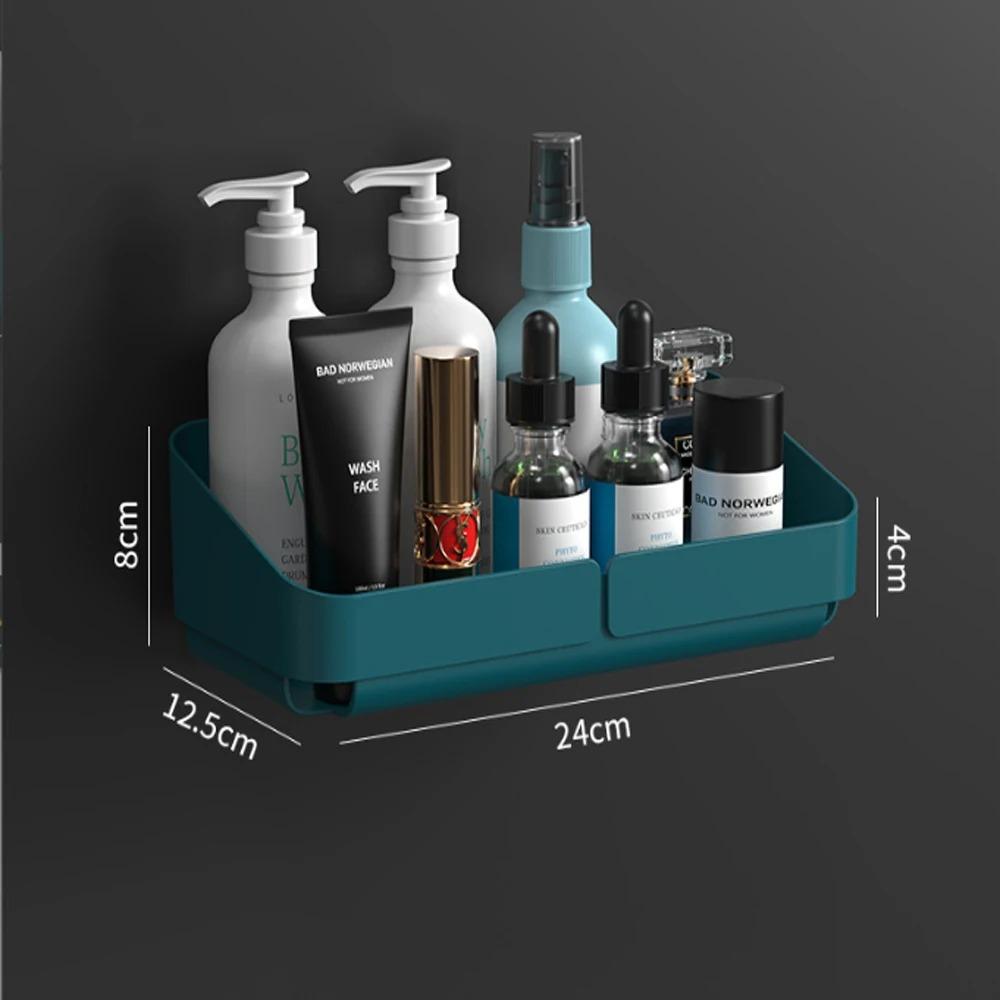 Bathroom  Kitchen Convenience Rack Shelf Makeup Storage Organizer Cosmetics Shampoo Rack Shower Shelf Wall Spice No Drilling