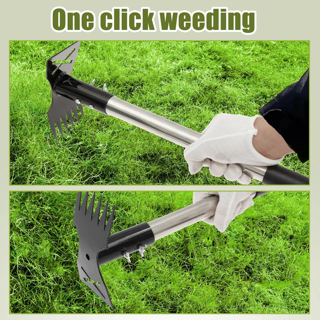 Narzędzie do usuwania chwastów 2 w 1, przedłużone, Grabie ogrodowe, Długi uchwyt, Wielofunkcyjne usuwanie chwastów, Łopata, Ręczne usuwanie korzeni, Rozluźnianie gleby