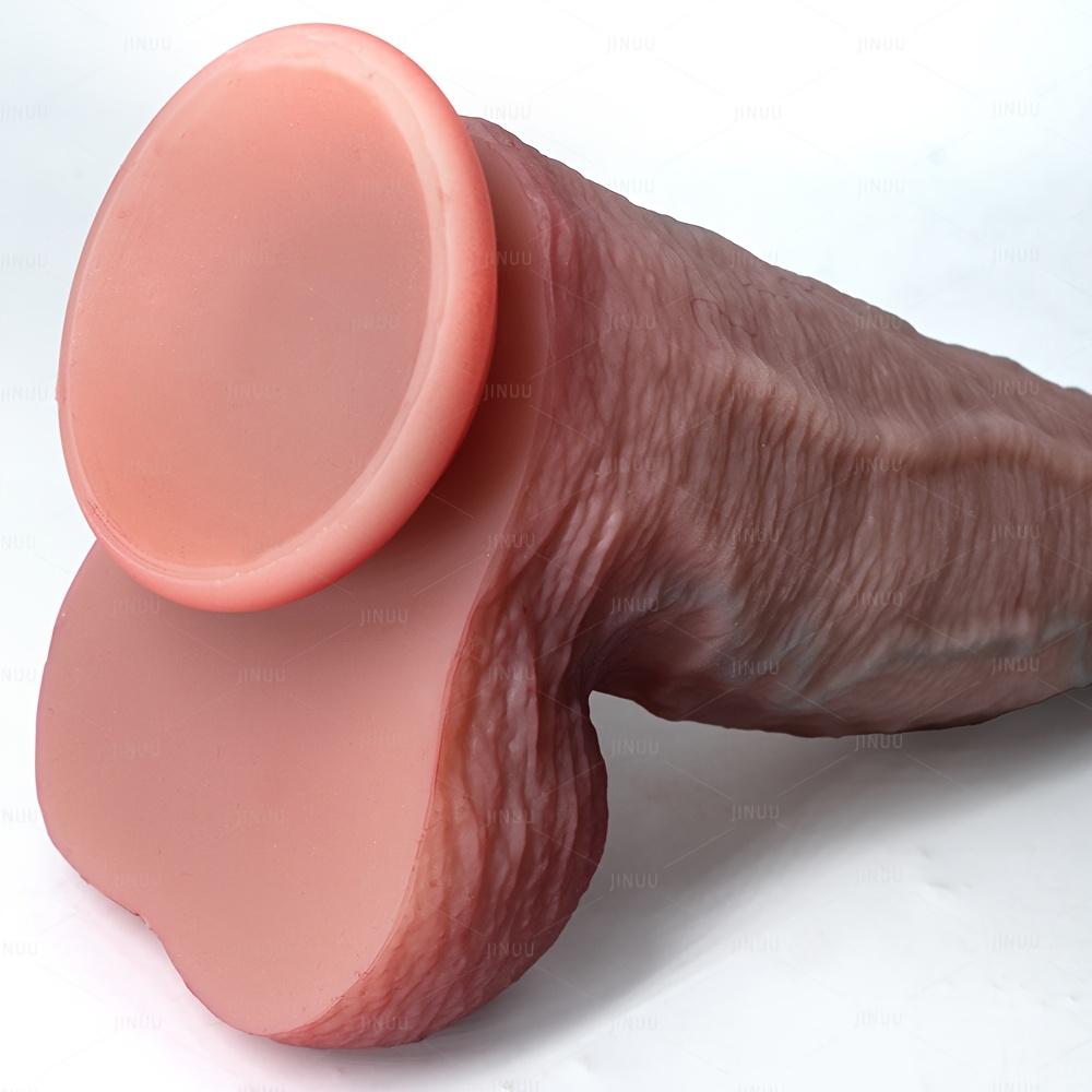 Realistic Uncut Foreskin Dildo, Extra Large Soft Platinum Silicone Penis with Movable Foreskin Design, Lifelike Texture, Discreet Shipping Adult Toy
