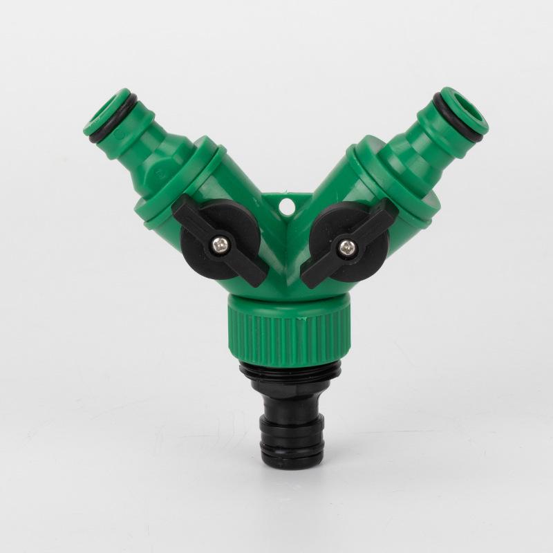 Y-Shaped Quick Connect Valve: 3-Way 4-Point/6-Point 1-Inch Soft Hose Tee Diverter with Switch and Nipple Connector Accessories.