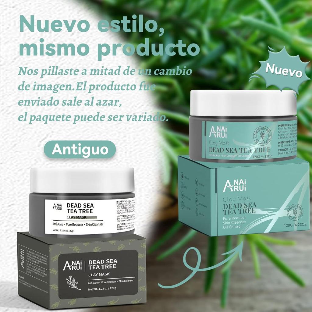 ANAiRUi Dead Sea Mud Mask with Tea Tree Oil, Blackhead Remover, Pore Cleanser for All Skin Types, 120g