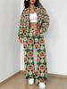 Small Fresh Flowers Autumn and Winter New European and American Women's Clothing Fruit Printing Set Women