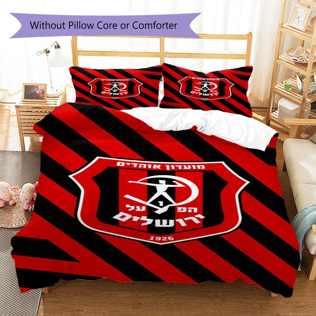Hapoel Jerusalem Pattern Bedding Set Quilt Cover Pillowcase Home Decor Gift (1 * duvet cover + 2 * pillowcase, without core)