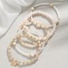 5-delige Set Mode Ronde IJzeren Plaat Imitatie Kristal Hars Kralen Elastische Armbanden voor Vrouwen Strand Vakantie Bedels Sieraden Sets