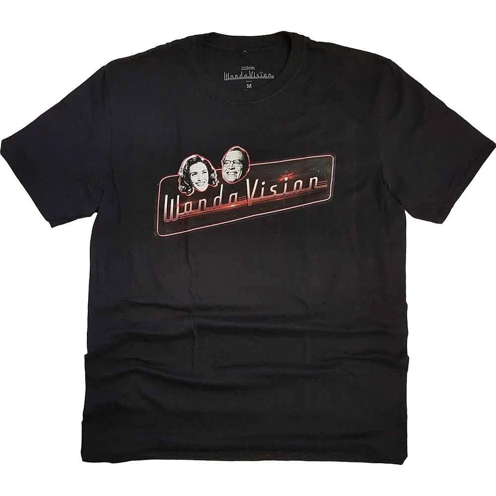 WandaVision T Shirt Red Logo Official Marvel Comics Mens Black M 2XL