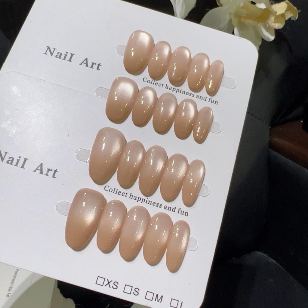 Hellbraune glasierte Fairy Cat Eye Nagelstreifen - Zartes Nude, Lang anhaltender Aufhellungseffekt