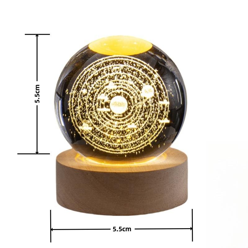 3D Crystal Ball Sculpture Laser Carving Solar System Statuary Astronomy Planets Glass Ball Statue Festival Gift Home Decoration