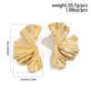 Exaggerated metal ginkgo biloba stud earrings, trendy girl sweet cool wind shell pattern earrings