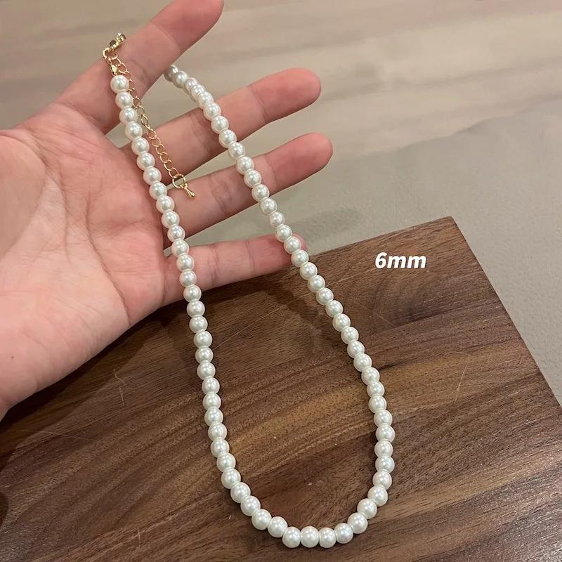 Vintage Style Simple Imitation Pearl Necklace for Man Chain Choker Neck Temperament Handmade Strand Beads Jewelry Wholesale