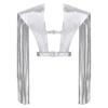 Unisex Metallic Shiny Shoulder Shrugs Tassel Fringe Adjustable Armor Shawls