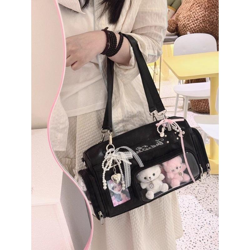 Hidden light sign original pain bag niche women's bag versatile casual portable single shoulder transparent [Koharu-cho]