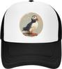 Puffin Bird Graphic Print Polyester Trucker Hat Adjustable Summer Casual Baseball Cap for Unisex