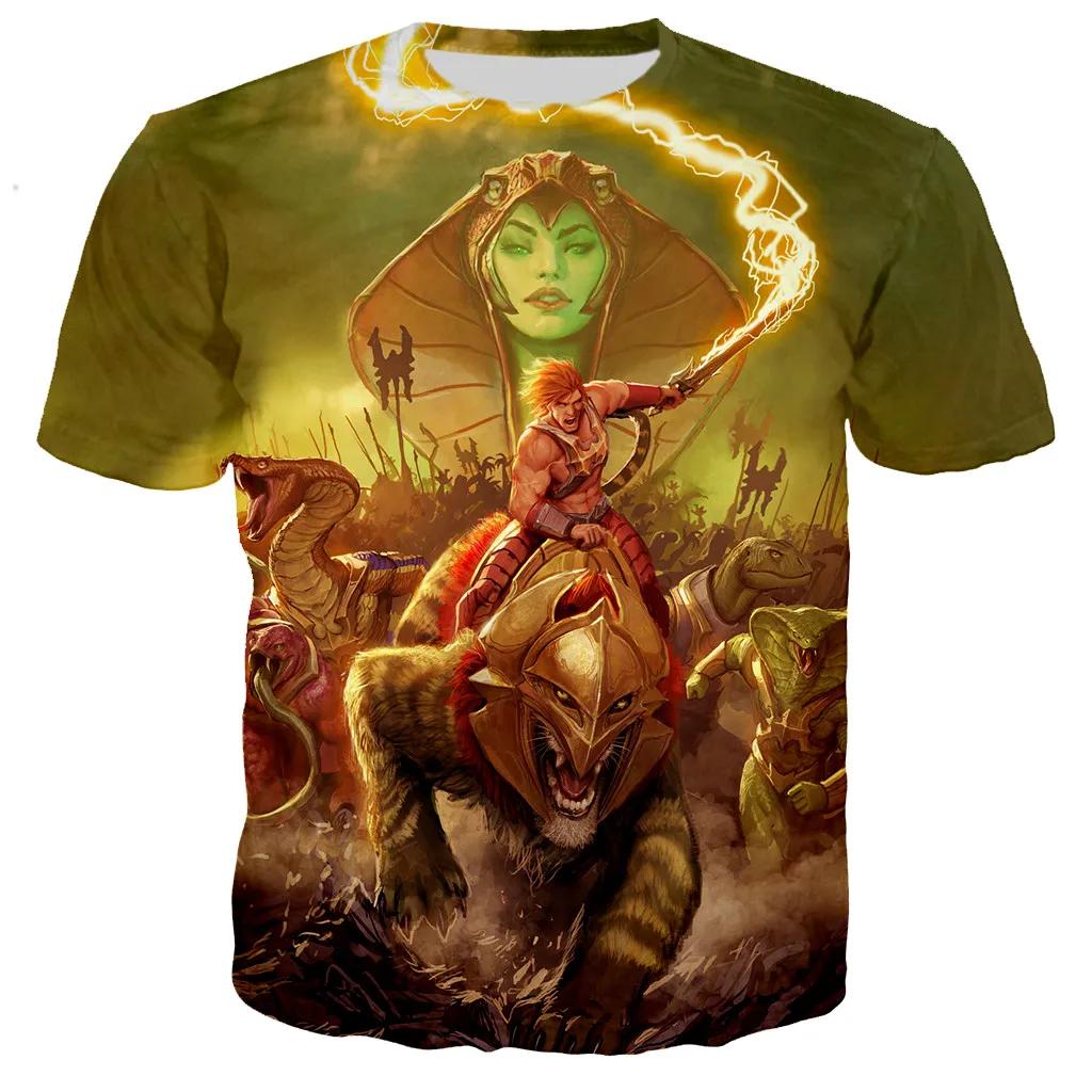 

3D Masters of the Universe Character Graphic Printed Casual Short Sleeved Children s Boy T-shirts - Medium Stretch Fabric Summer Relaxed Fit Clothing 170