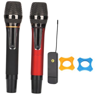 Wireless Microphone Multifunction UHF Cordless Dual Handheld Mic with USB Receiver for Karaoke Home