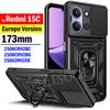 For Xiaomi Redmi 15C (173mm) Europe Version Case Armor Slide Camera Rotatable Ring Stand Holder Protection Cover Capa Funda