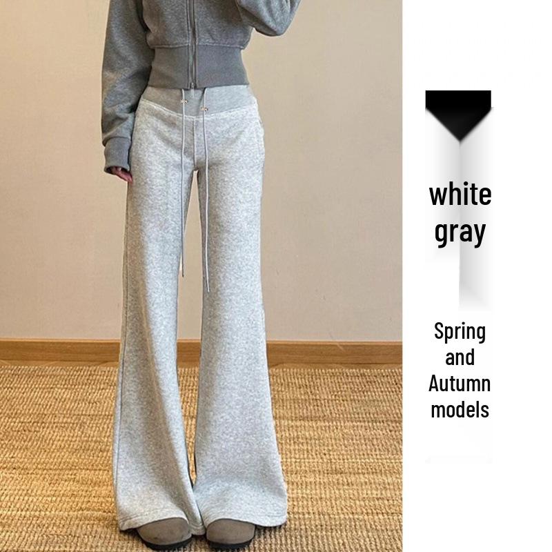 Maternity Grey Flared Pants - Autumn/Winter 2025 Slimming Plus Velvet Micro Flare Sweatpants Medium