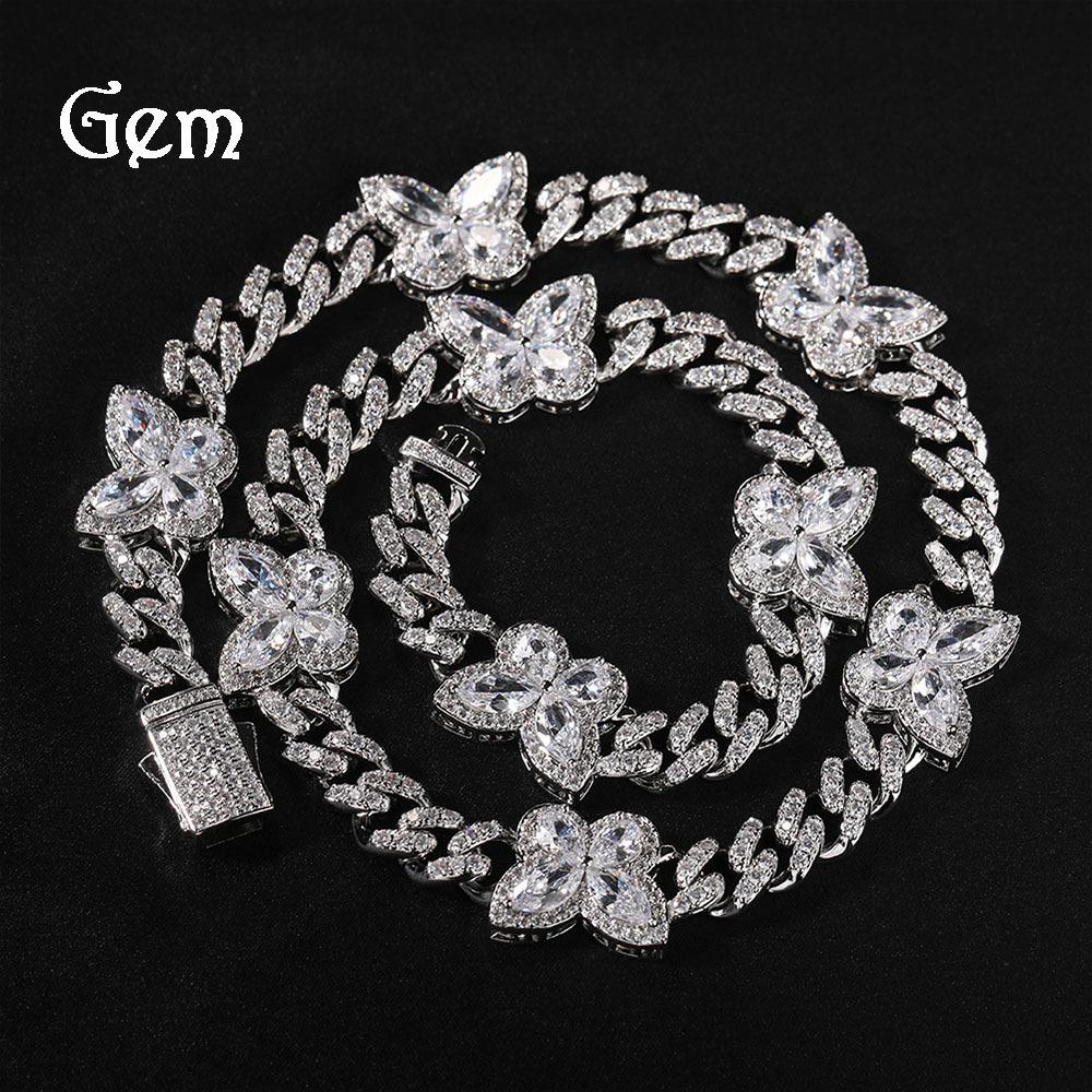 

Hip Hop Cuban Chain High Sense Light Luxury Zircon Stereo Butterfly Design Sense Clavicle Chain 7inch bracelet срібний